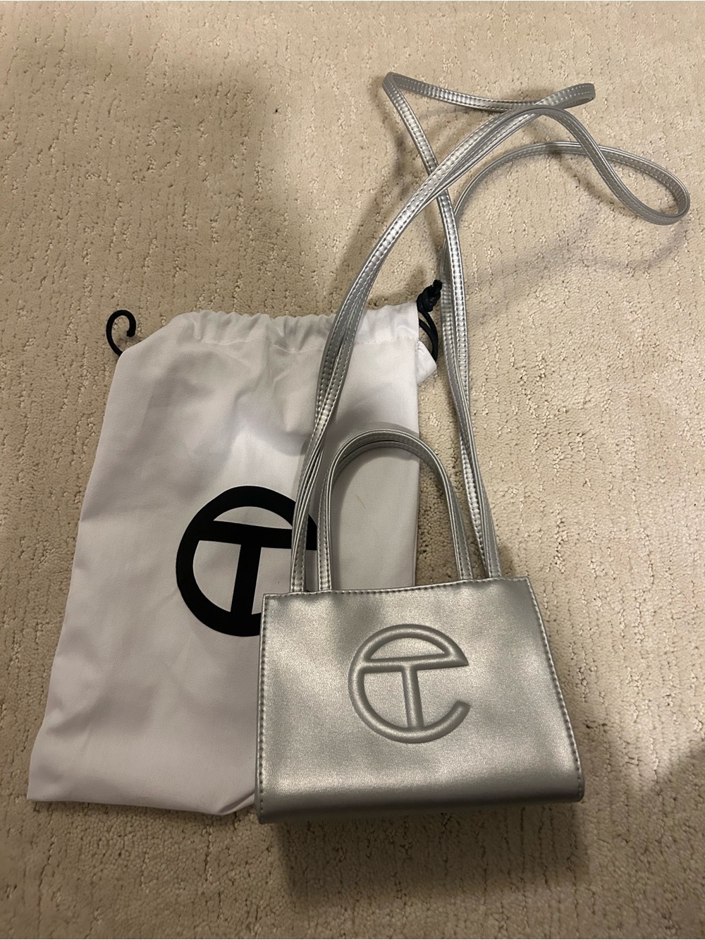 Telfar Silver Small Shopping Bag - Metallic Silver Crossbody